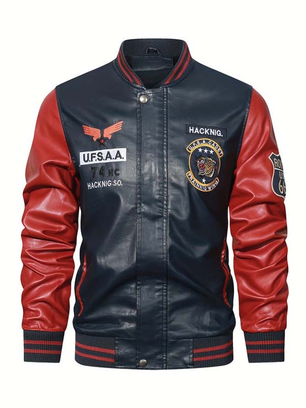 Men Multicolor Slimfit Biker Leather Jacket
