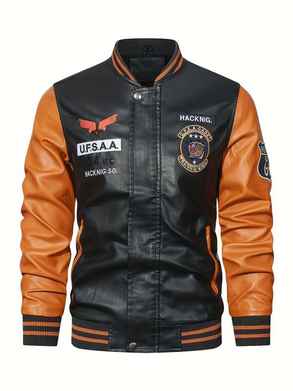 Men Multicolor Slimfit Biker Leather Jacket