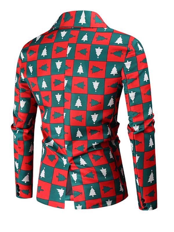 Men's Ugly Christmas Printed 3 Piece Red Suit