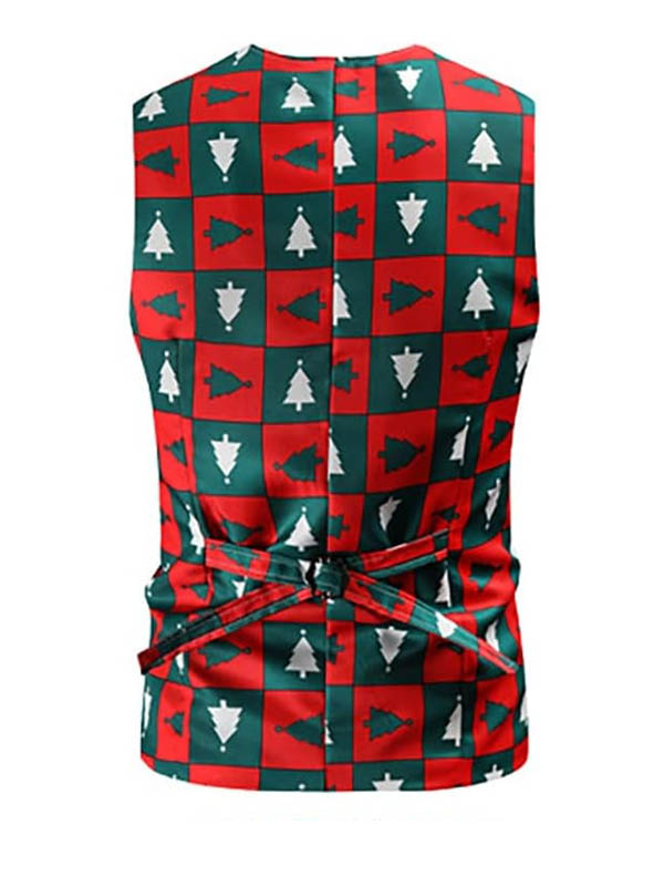 Men's Ugly Christmas Printed 3 Piece Red Suit