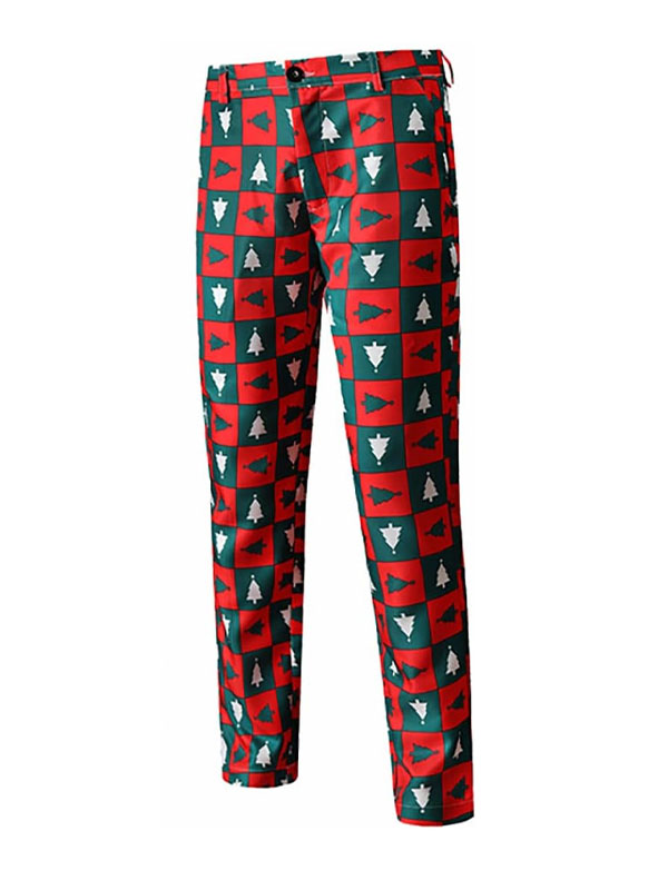Men's Ugly Christmas Printed 3 Piece Red Suit