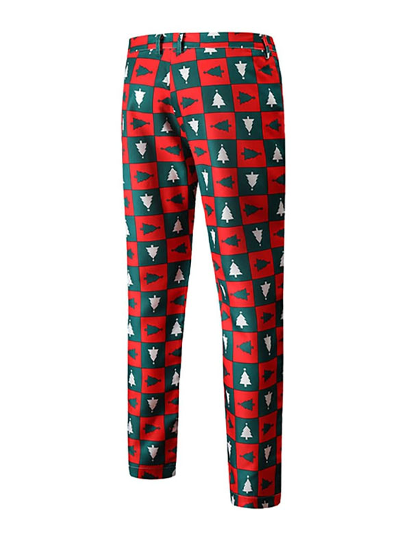 Men's Ugly Christmas Printed 3 Piece Red Suit