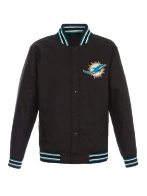 Miami Dolphins Black Cotton Varsity Jacket