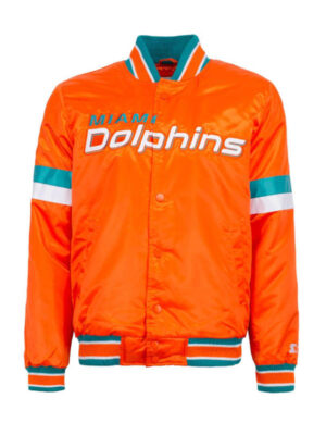 Miami Dolphins Orange Varsity Satin Jacket