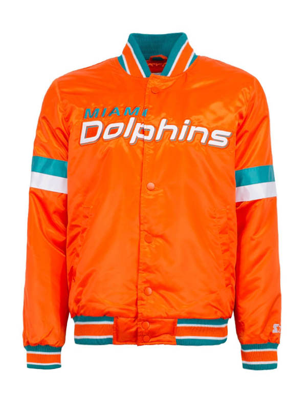 Miami Dolphins Orange Varsity Satin Jacket