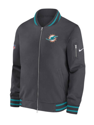 NFL Miami Dolphins Varsity Grey Bomber Jacket