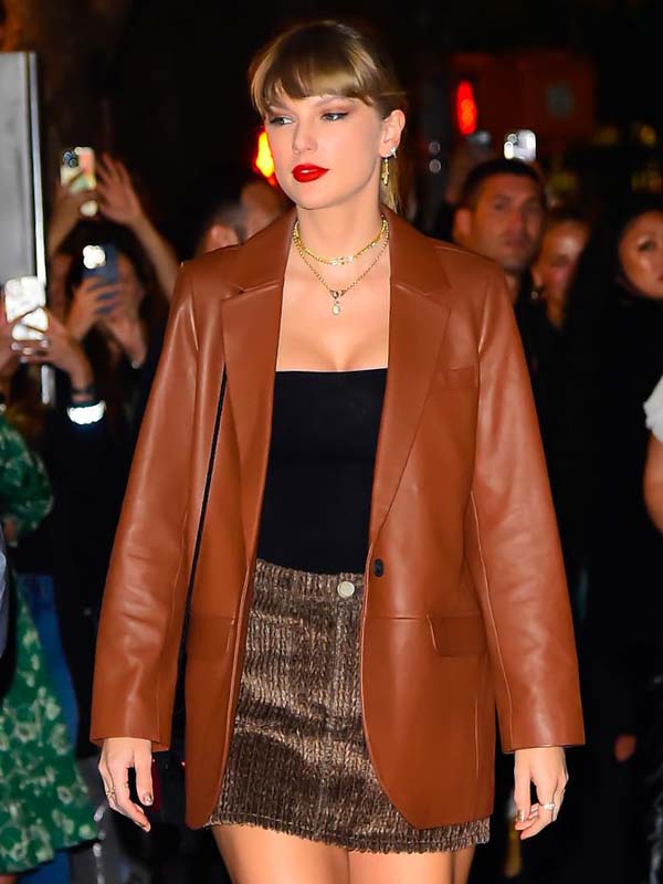 NYC Taylor Swift Brown Leather Blazer
