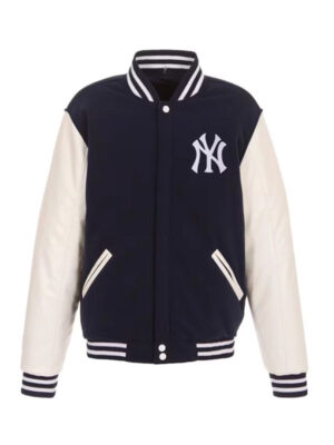 NY Yankees Navy Blue White Varsity Bomber Jacket