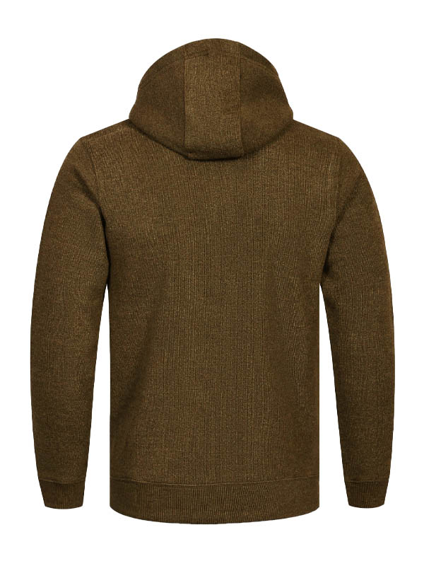 Plain Casual Zipper Unisex Brown Hoodie