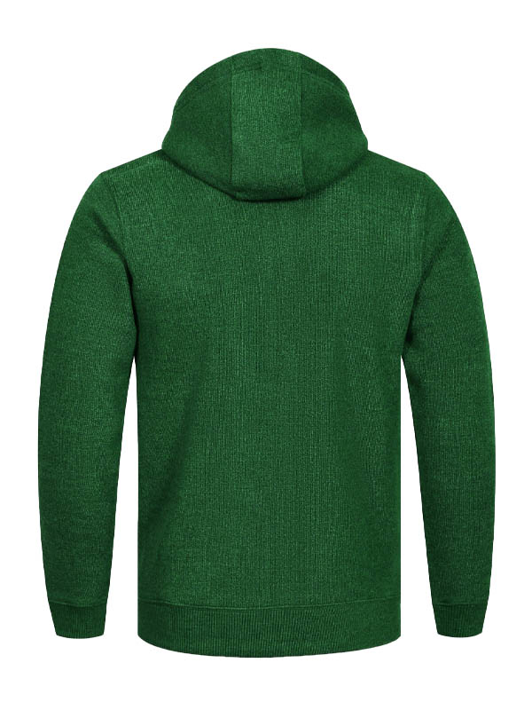 Plain Casual Zipper Unisex Green Hoodie