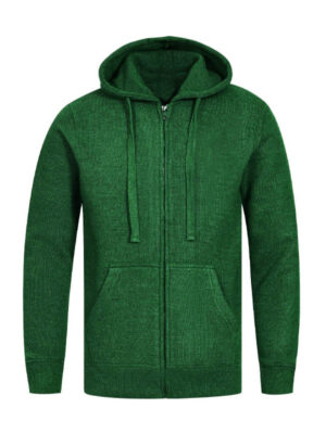 Plain Casual Zipper Unisex Green Hoodie