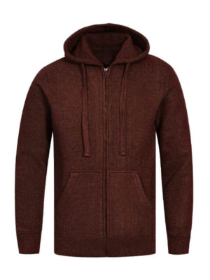 Plain Casual Zipper Unisex Maroon Hoodie