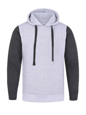 Plain Casual Zipper Unisex White And Grey Hoodie