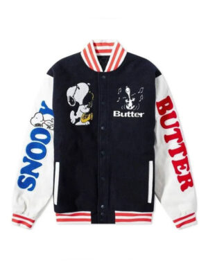 Snoopy Butter Letterman Varsity Bomber Jacket