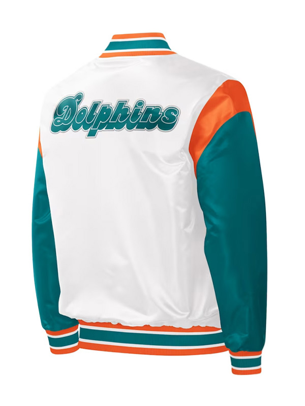 Starter White Miami Dolphins Throwback Varsity Jacket