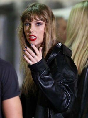 Taylor Swift Kanas City Chiefs Game Black Leather Jacket