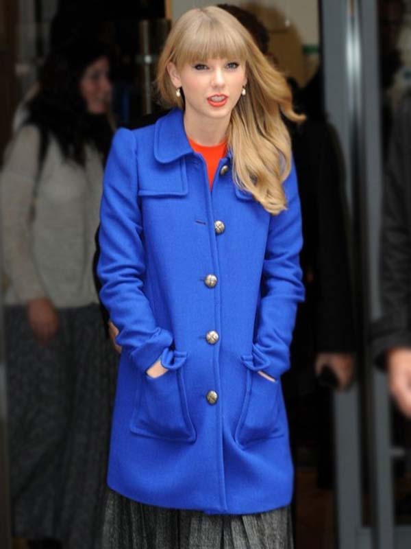 Taylor Swift Mid Length Blue Wool Coat | Save 30% | Iconic Jacket