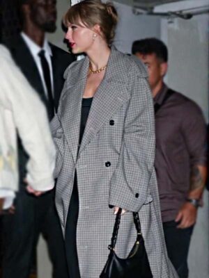 taylor-swift-snl-afterparty-grey-plaid-trench-coat-1