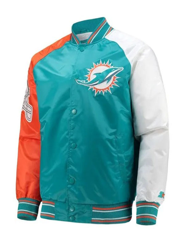 The Reliever Miami Dolphins Aqua Tricolor Jacket
