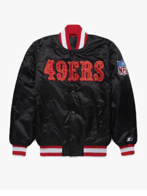 NFL 49ers Starter Black Bomber Satin Jacket