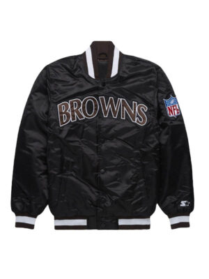 NFL Brown Starter Satin Black Bomber Jacket