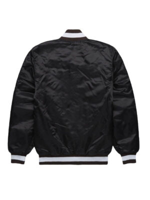 nfl-brown-starter-satin-black-bomber-jacket