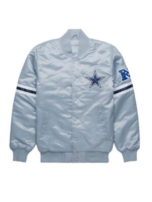 NFL Dallas Cowboys Satin Grey Bomber Jacket