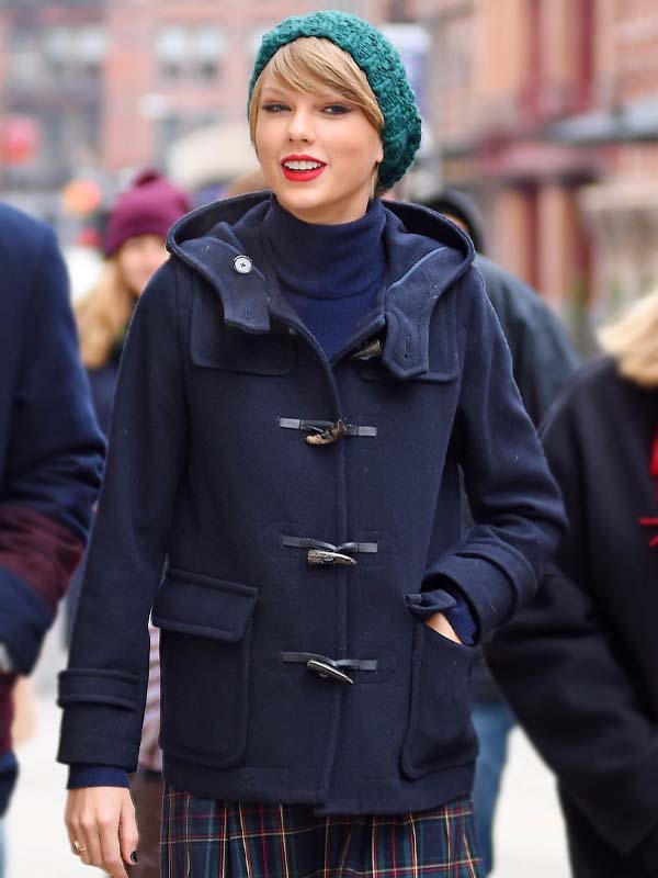 NYC Taylor Swift Hooded Nay Blue Duffle Coat