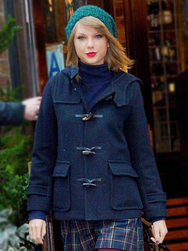 NYC Taylor Swift Hooded Nay Blue Duffle Coat
