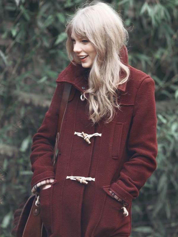 Taylor Swift Bound Seam Maroon Toggle Duffle Coat