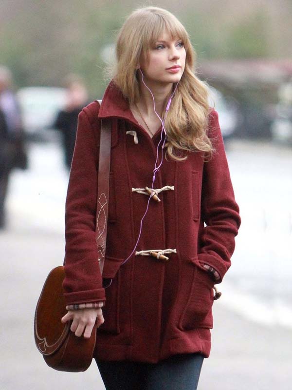 Taylor Swift Bound Seam Maroon Toggle Duffle Coat