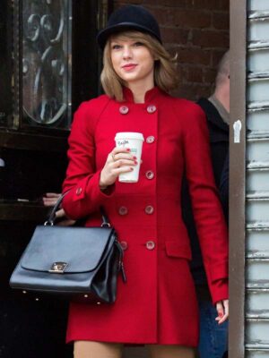 Taylor Swift Double Breasted Red Long Coat