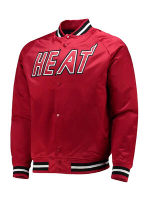 Miami Heat Hardwood Classics Red Satin Bomber Jacket