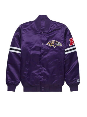 NFL Baltimore Ravens Starter Purple Satin Bomber Jacket