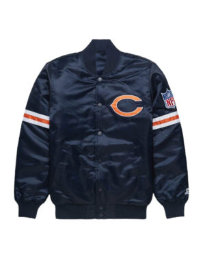 NFL Chicago Bears Starter Blue Satin Bomber Jacket