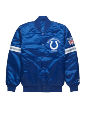 NFL Indianapolis Colts Royal Blue Satin Bomber Jacket