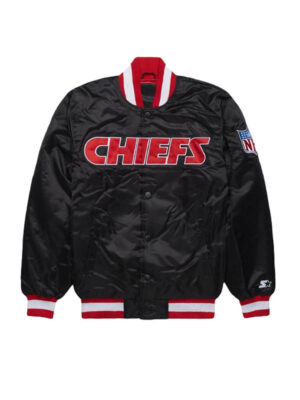 NFL Kansas City Chiefs Blackout Satin Bomber Jacket