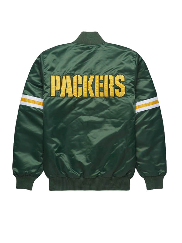 NFL Packers Team Starter Green Satin Bomber Jacket
