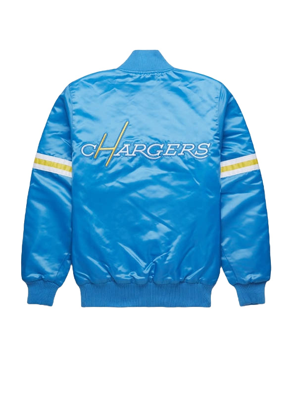 NFL Los Angeles Chargers Blue Satin Bomber Jacket