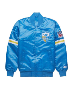 NFL Los Angeles Chargers Blue Satin Bomber Jacket