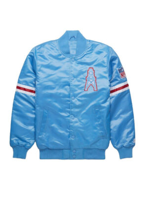 NFL Starter Houston Oilers Blue Satin Bomber Jacket
