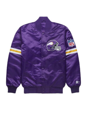 NFL Vikings Starter Purple Satin Bomber Jacket