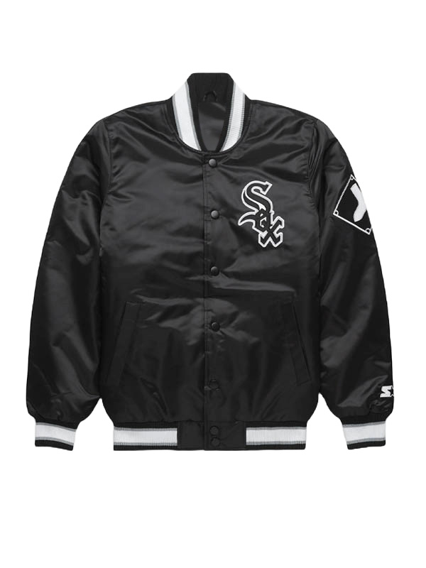Starter Chicago White Sox Black Bomber Satin Jacket