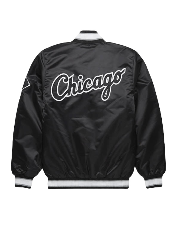 Starter Chicago White Sox Black Bomber Satin Jacket