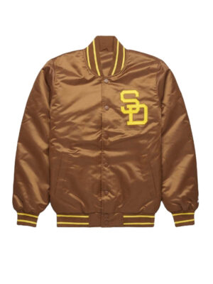 Starter San Diego Padres Brown Satin Bomber Jacket