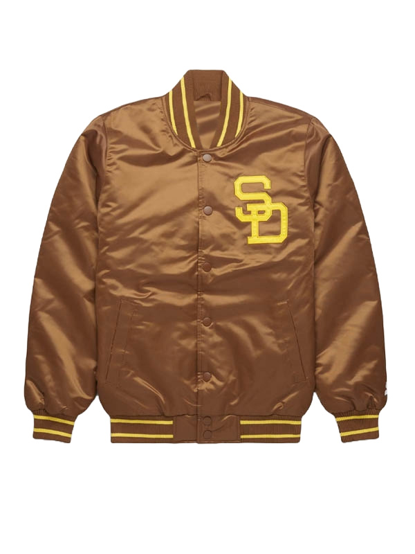 Starter San Diego Padres Brown Satin Bomber Jacket