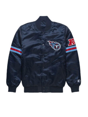 Starter Tennessee Titans Navy Blue Satin Bomber Jacket