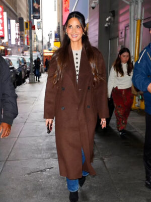 olivia-munn-gma-studios-nyc-2024-brown-trench-coat-for-women-1