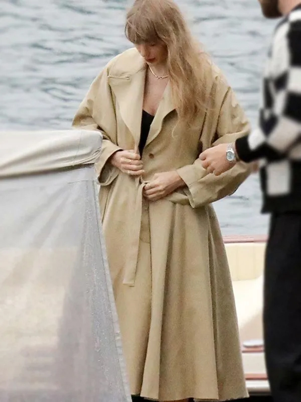 Taylor Swift Italy’s Lake Como Tan Cotton Trench Coat
