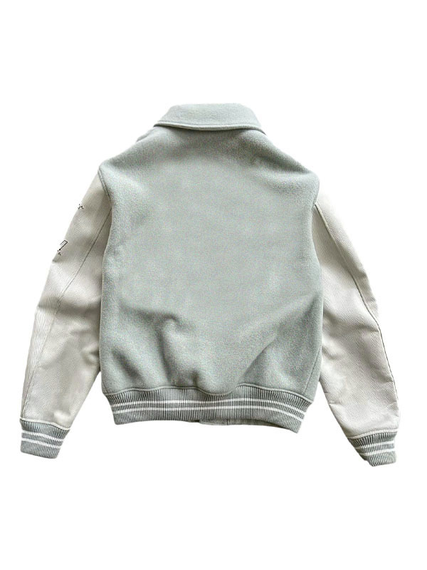 Men's Varsity Aqua And White Bomber Jacket